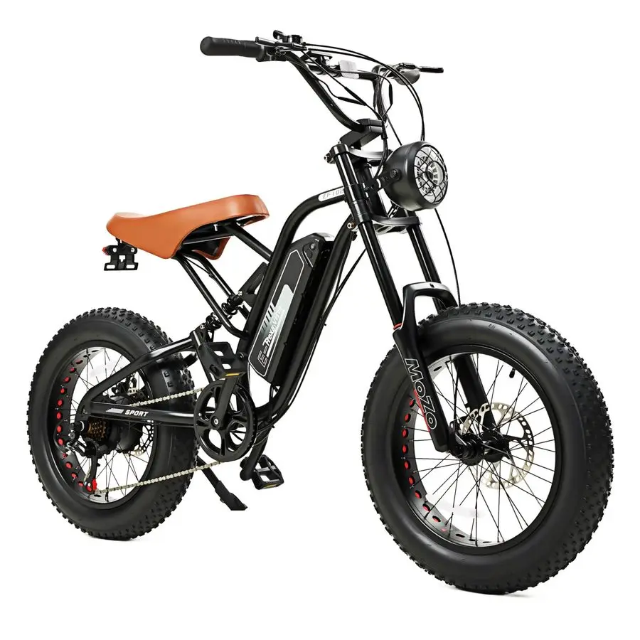 

Electric Bike for Adults 1500W Peak Motor 48V 20AH Battery, 6Speed 25MPH 40 Miles Range,20 4.0 Fat Tire Full Suspension Electri