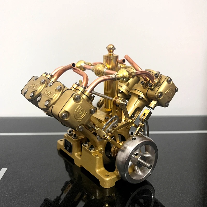 RW-V4 Metal V Type 4 Cylinder Steam Engine Mini Steam Engine Model Mechanical Toy