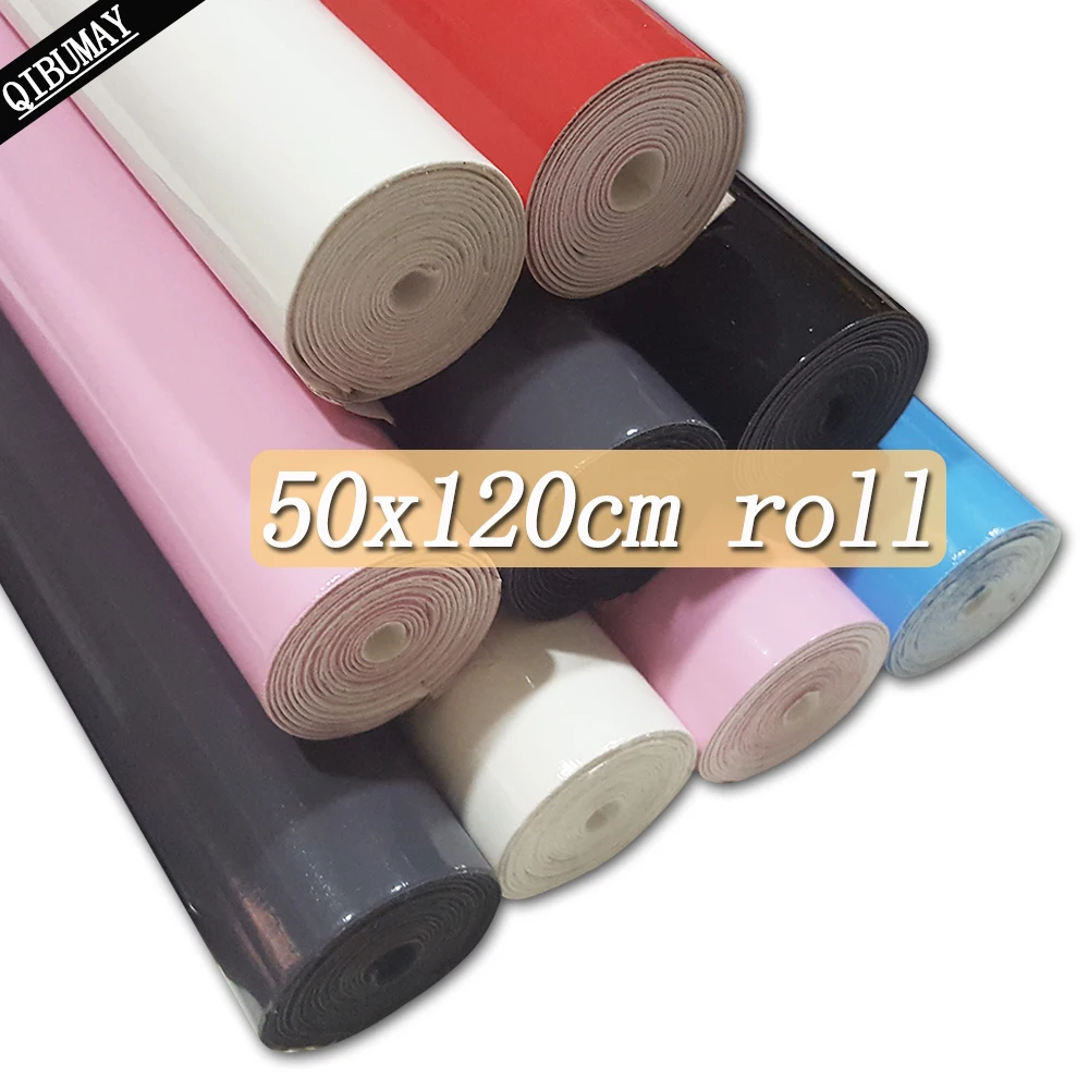 QIBU 50x120cm rotolo di tessuto in ecopelle liscia borsa in pelle PU tinta unita di grandi dimensioni materiale da cantiere accessori per scarpe fai