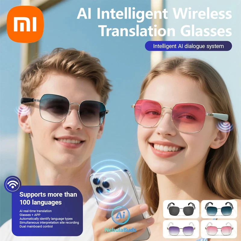 GY200 AI-перевод Bluetooth-очки 100 языков, очки-переводчики в реальном времени, прослушивание музыки и зарабатывания звонков