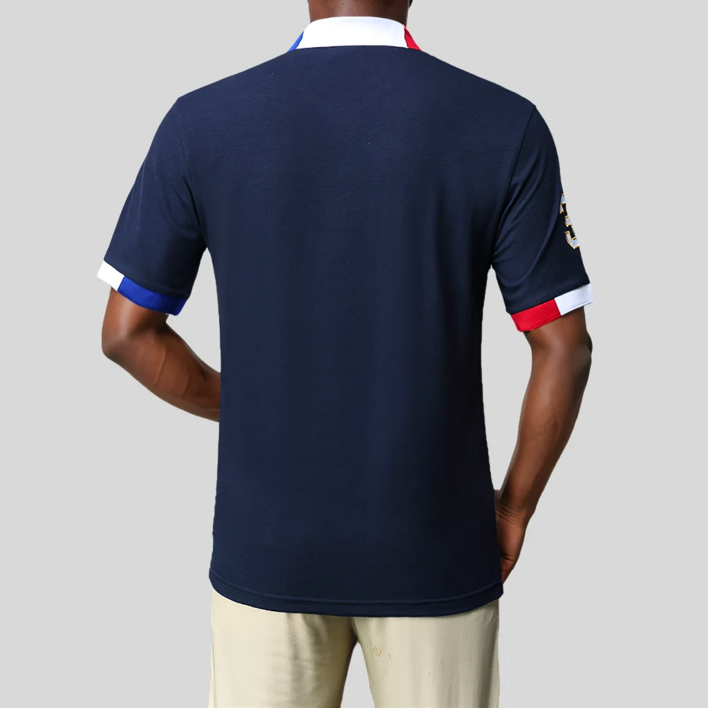 Men's Polo Shirt USA Royal Short Casual Sport Party High-End Cotton Embroidery Luxury Contrast Color Original Design