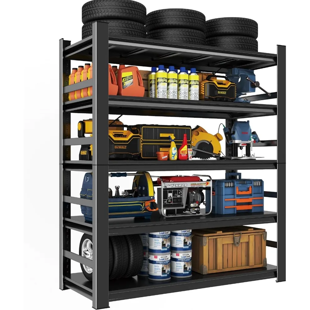 Unidad de acero resistente para estante de garaje de 5 niveles, capacidad de 3000 lb | Almacenamiento de garaje y sótano | Estanterías industriales de metal para almacén