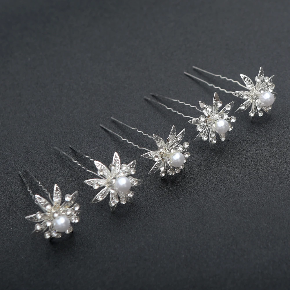 12 stücke Mode Braut Kopfschmuck U-Förmigen Pin Perle Blume Haarnadel Frauen Haar Gabel Coiled Haar Zubehör Geflochtene haar Haarnadel – Detail 8