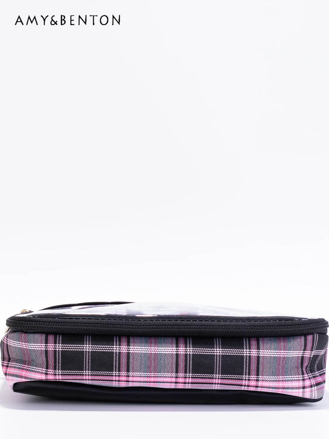 Pink Black Splicing Color Leather Transparent Shoulder Bag Japanese Cute Two-dimensional Large-capacity Itabag Daily Tote Bag