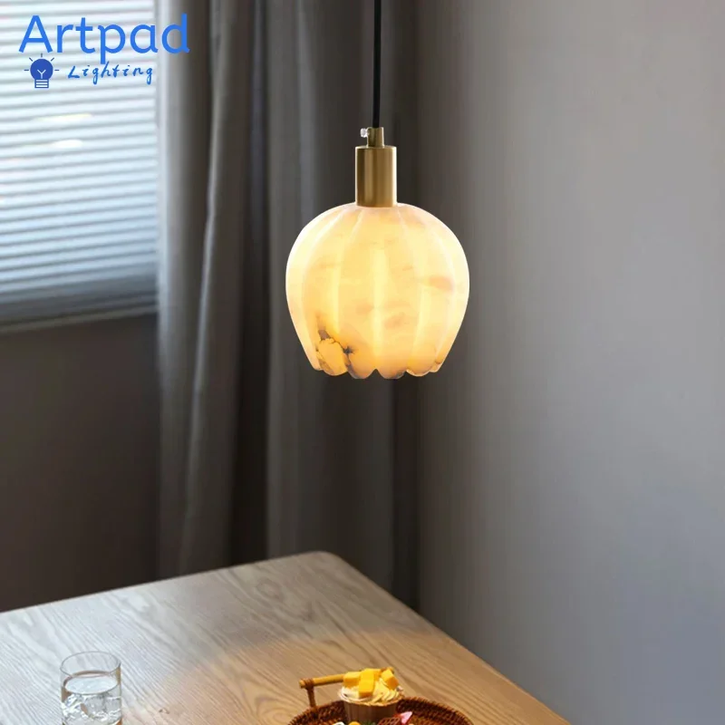 

Nordic Minimalist Pendant Light Bedroom Bedside Petal Bud Single Line Small Pendant Restaurant Bar Corridor Aisle Marble Lamps