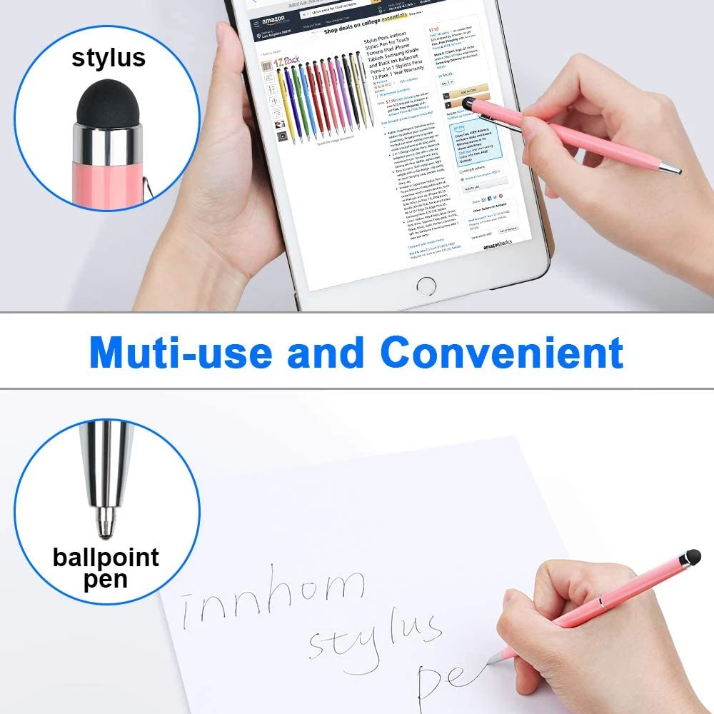 2 in 1 Universal Stylus Pen With Ballpoint Pen Drawing Tablet Capacitive Screen Touch Pen for Apple Android iPad iPhone Samsung