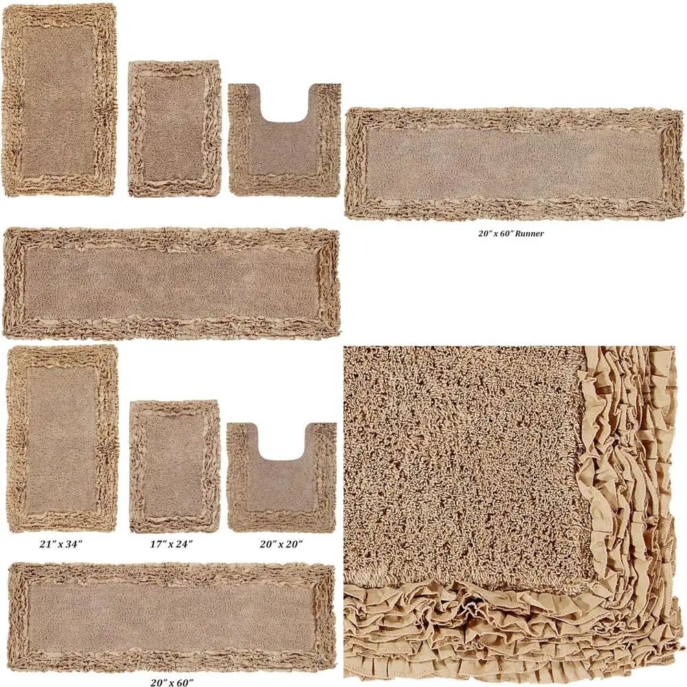 

Комплект ковриков для ванной комнаты из 4-х предметов, 100% хлопок, прямоугольный дизайн, размеры: 17x24, 20x20, 21x34, 20x60