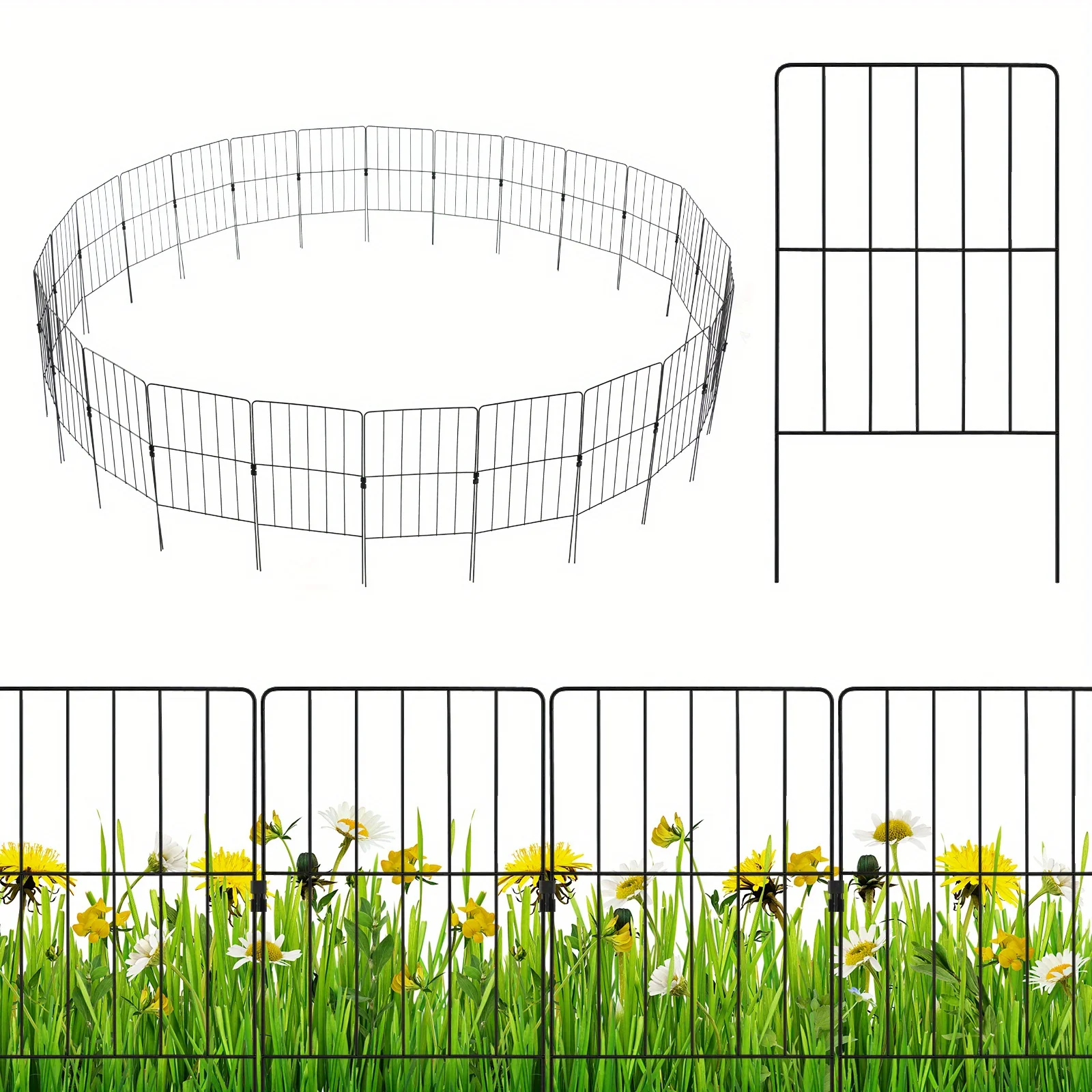 

25 Pcs Decorative Garden Fence Rustproof Folding Metal Wire Animal Barrier