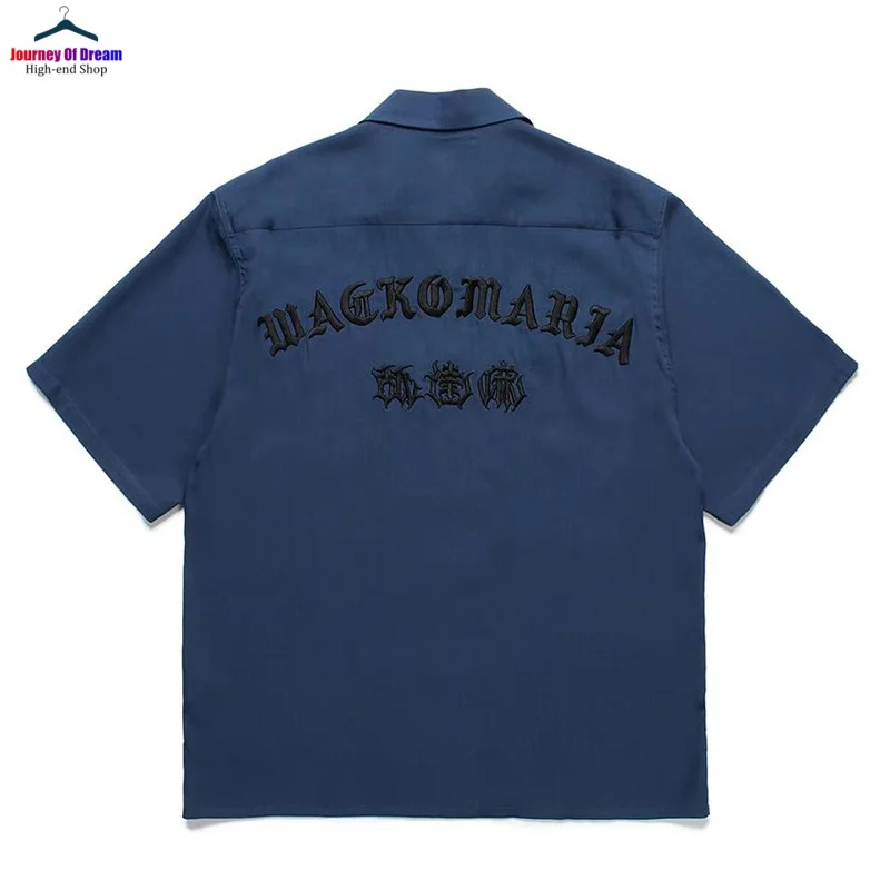 WACKO MARIA Summer Brand Mens Womens Cuban Collar Embroidered Letters Maple Premium Casual Hawaiian Short Sleeve Shirt