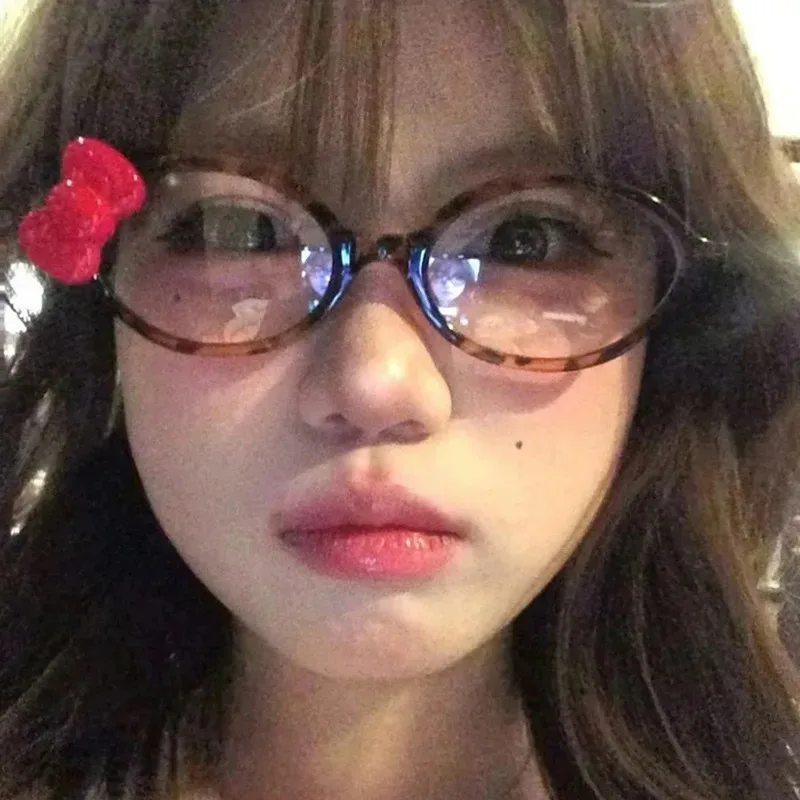 إطارات نظارات بعدسات عادية قابلة للإزالة بيضاوية سوداء بطبعة الفهد للنساء والفتيات نظارات مضادة للضوء الأزرق هدية إكسسوار