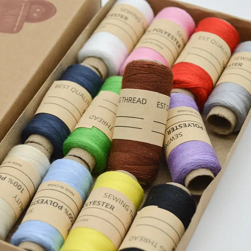 12 Color Needle and Thread Box Sewing Thread Fine Thread for Home Use Small Roll Colored Sewing Hand Sewn Clothing Set Knitting