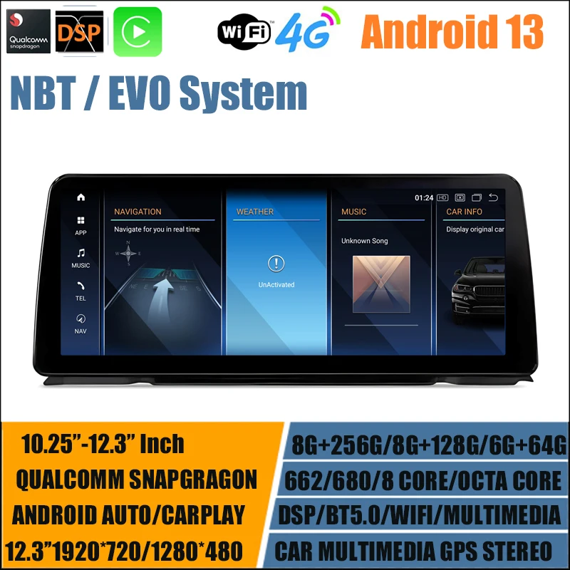 

8 Core 12.3''Car GPS Stereo Carplay Radio Navigation player Android 13 For BMW 3 4 Series F30/F31/F34/F35/F32/F33/F36 1920*720