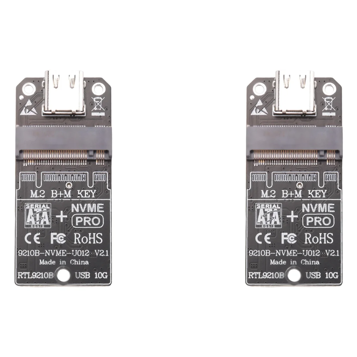 

2X for M.2 NVMe Hard Disk Enclosure Adapter Card RTL9210B Dual Protocol Type-C USB3.1 Gen2 1000Mb/S M2 SSD Adapter Card