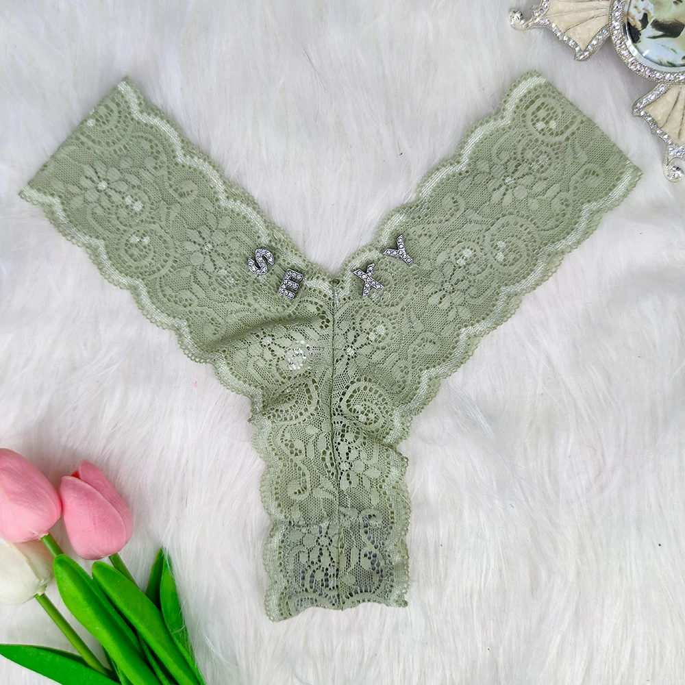 Custom Lace Thongs With Name Personalized Name Thong for Women DIY Lace Panties V-String Bikini Sexy Wife Panties Christmas Gift