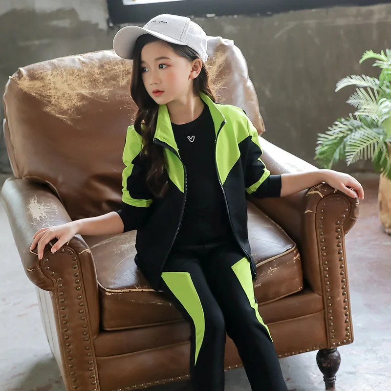 Kids Clothes Spring Autumn Girls Long Sleeve Sports Suits 2024 New Children Jacket + Pants 2pcs Set Casual School Girl Tracksuit