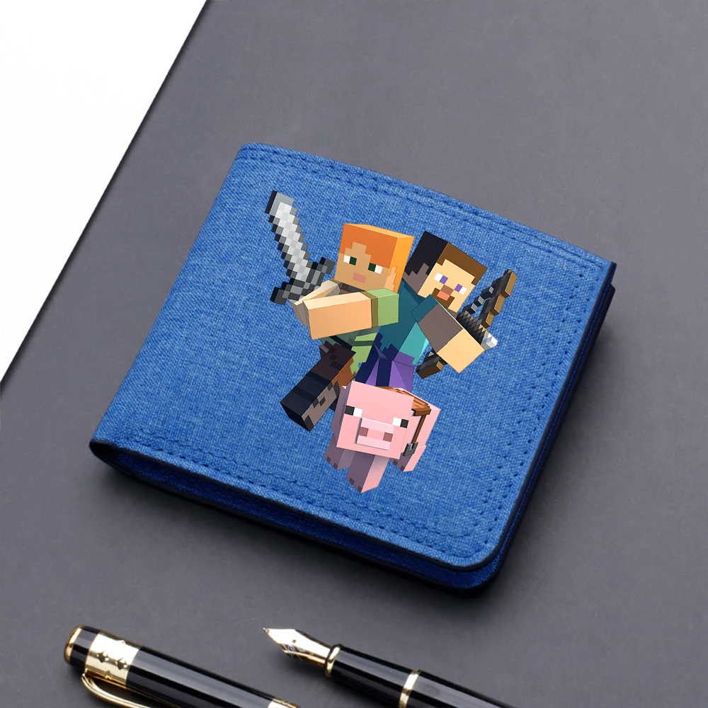 Miner Crafting Pixel Coin Purse Cute Wallet Cartoon Wallets Portable Short Purse Travel Storage Bag Card Holder Birthday Gifts