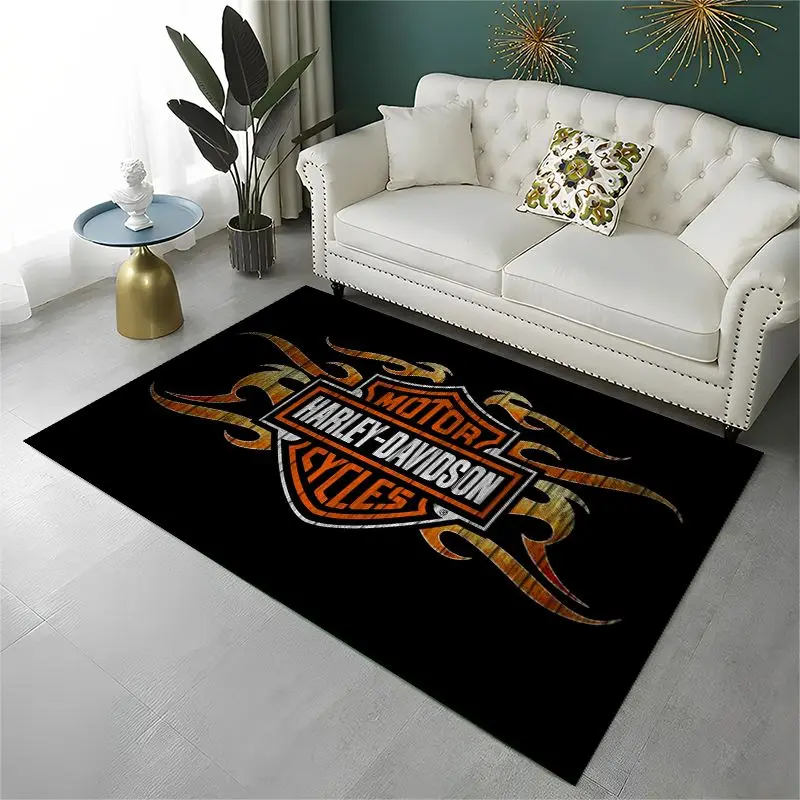 Retro H-Harleys Racing Moto Non-Slip Area Rug for Living Room,Bedroom,Playroom,Soft Carpet Floor Mat Home Decor Rug Kids Room view 3