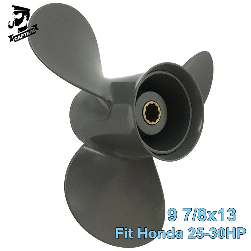 Captain Outboard Propeller 9 7/8X13 Fit Honda Engines BF25 BF30 25HP 30HP 10 Tooth Spline Aluminum Marine Boat Propeller 3 Blade