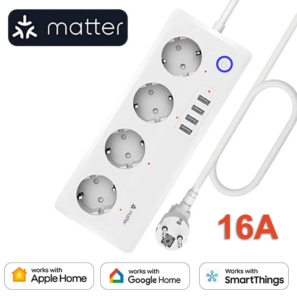 

Arumny Matter Power Strip Smart Multi Outlet Electric Extension Socket Cable Adapter Eu Kr Plug Apple Google Home SmartThings