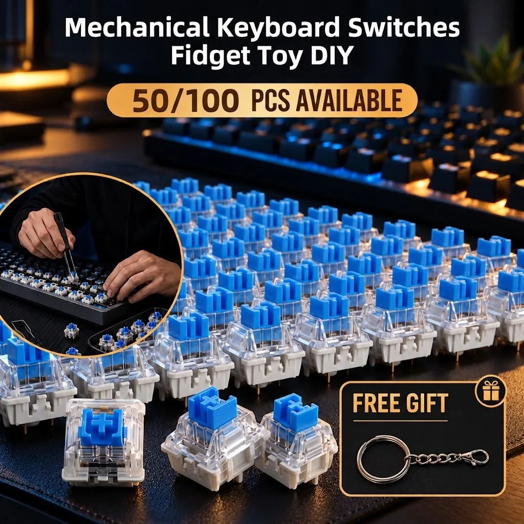 100PCS Mechanical Keyboard Switch Fidget Toy DIY for 3D Print Click Button Creative Keycap Handmade Creative Keyboard Parts Fun