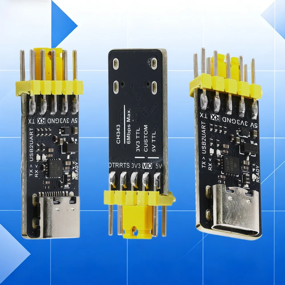 CH343P USB To TTL Serial Module Type C 6Mbps UART Adapter Auto Flow Control VIO Multi Level Power Support USB2.0 CDC VCP Driver