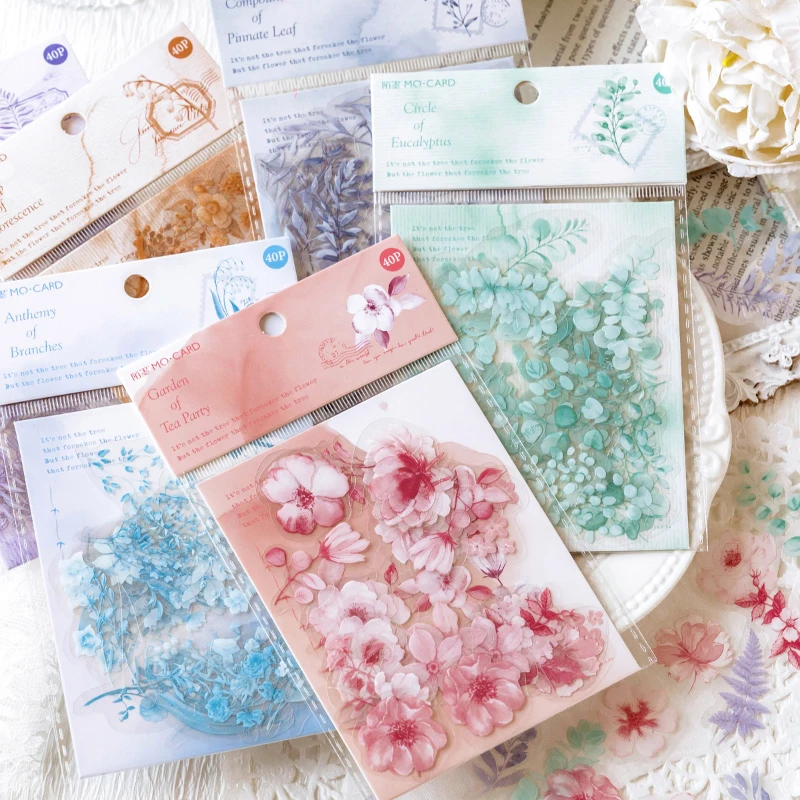 

40pcs/Pack Cute Cherry Lavender Flower Scrapbooking DIY Sticker Travel Art Hand Craft Notebook Sticker Material