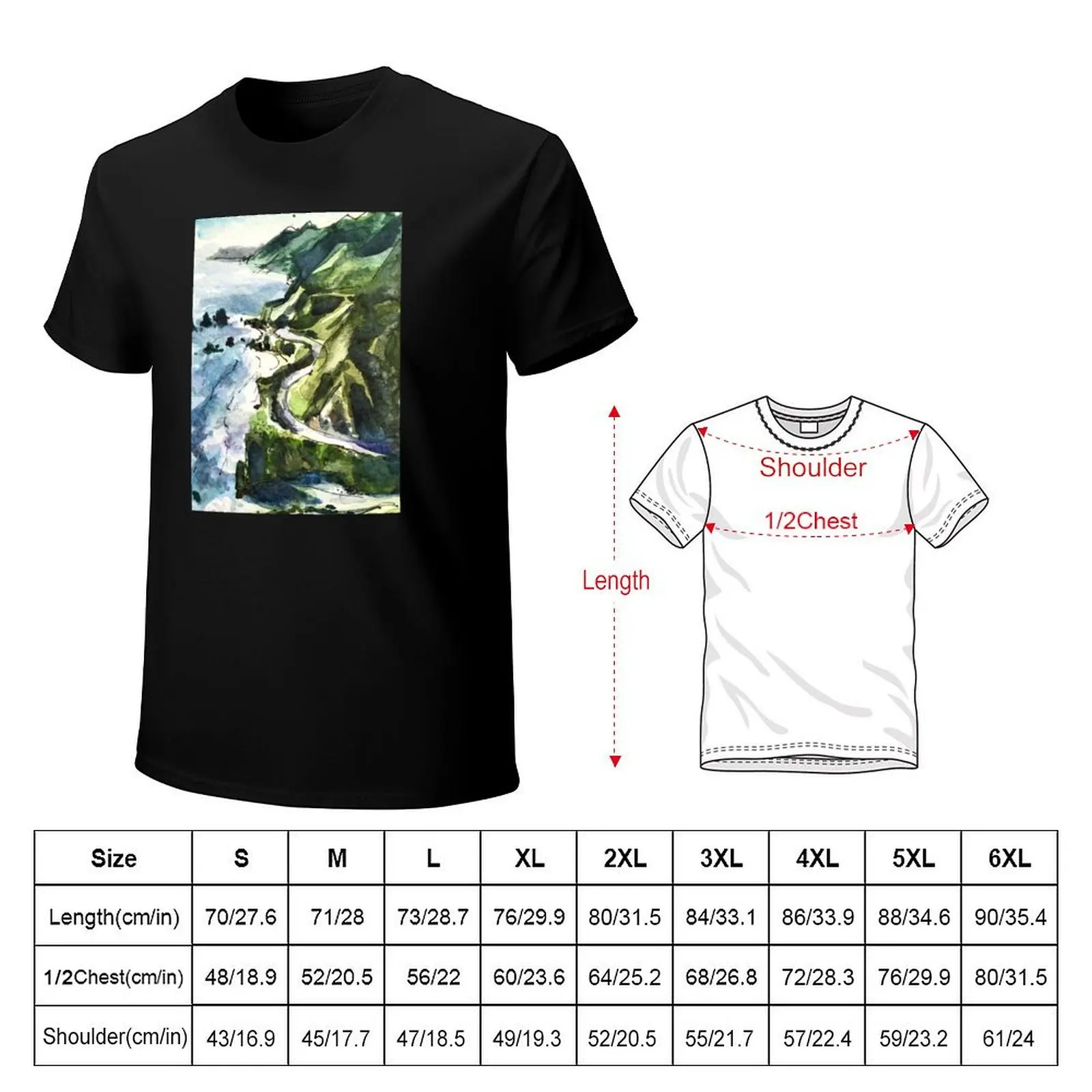 California Coast Big Sur USA T-Shirt cotton t shirts man 100% T-Shirt