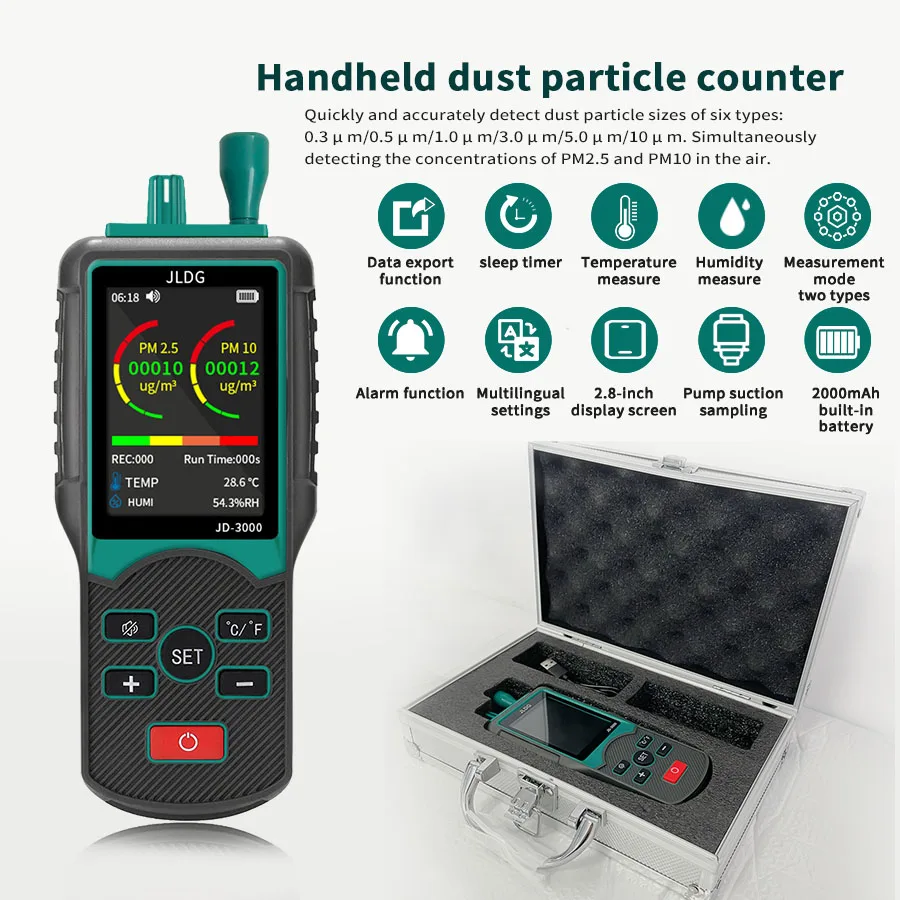 JD3000 Multifunctional Gas Detector Dust Particle Detector Handheld PM2.5 PM 10 Air Quality Detector Temperature Humidity Meter