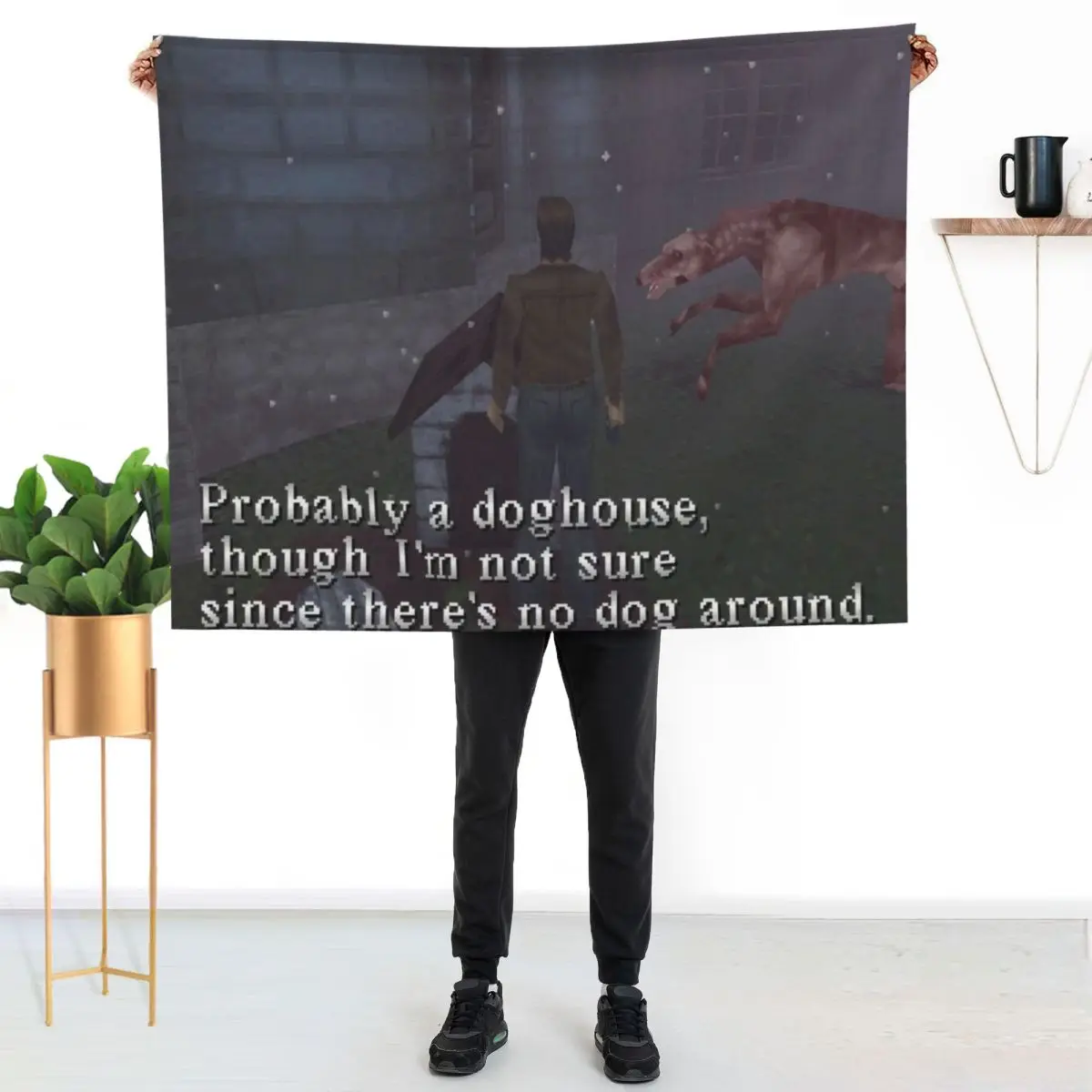 Silent Hill 1 Harry Mason Probably A Doghouse Meme Throw Blanket Cute Cute Plaid Thermal Shaggy Blankets
