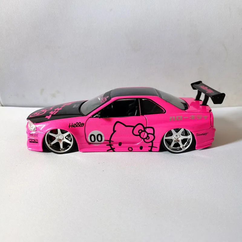 Diecast Alloy 1:24 Pink 2002 Skyline GTR R34 Car Model Adult Classic Collection Display Ornament Gift Souvenir