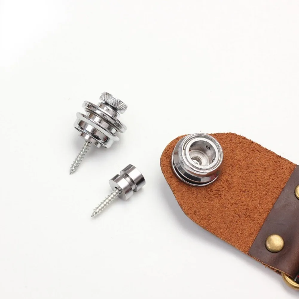 2PCS Professional Metal Guitar Strap Locks Silver Strap Locks Metal Guitar Anti Skid Strap Locks For Guitar