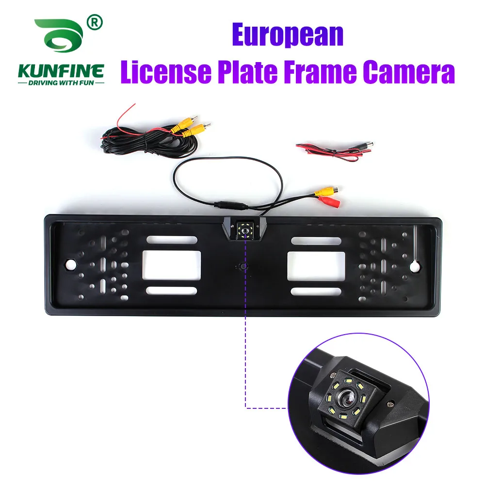 European License Plate Frame Car Rear View Camera 8LED Light High Definition Waterproof Night Vision Reverse Backup Camera
