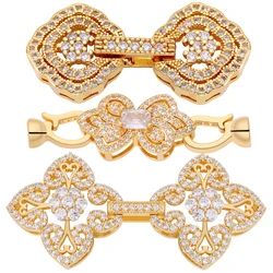 Juya DIY 18K Gold Plated Connector Accessories Decoration Fastener Closure Lock Clasps For Women Luxury Beadwork Jewelry Making