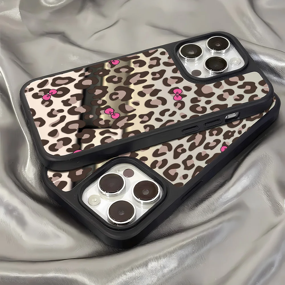 Fashion Leopard Mirror Phone Case For iPhone 11 Case iPhone 17 Pro Max 16 15 14 Pro Max 12 13 Case Makeup Mirror Hard Back Cover - view 5