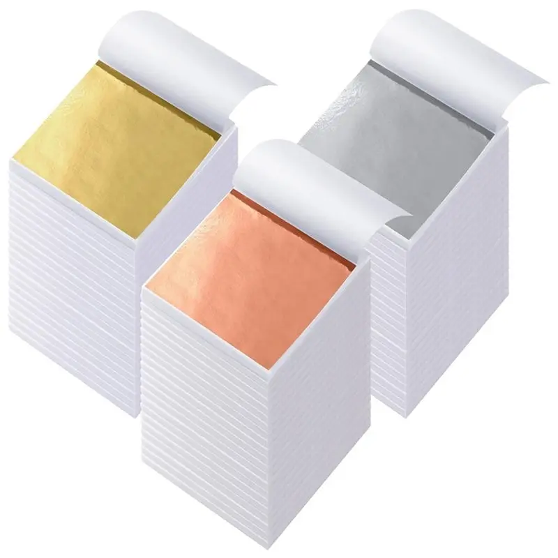 A64Z 1200 Sheets Gold Leaf Sheets 3 Colors Imitation Gold Leaf Paper Gold Foil Sheets For Arts Decoration Handcrafts Nails, Dura