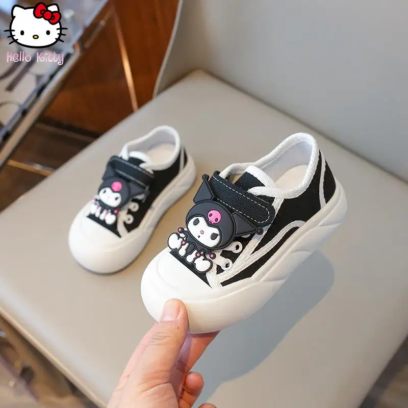 Sanrio Girls' Kawaii Canvas Shoes Kuromi Spring Autumn New Cartoon Anime Fashion Casual Board Shoes Youth Soft Soled Sports Shoe