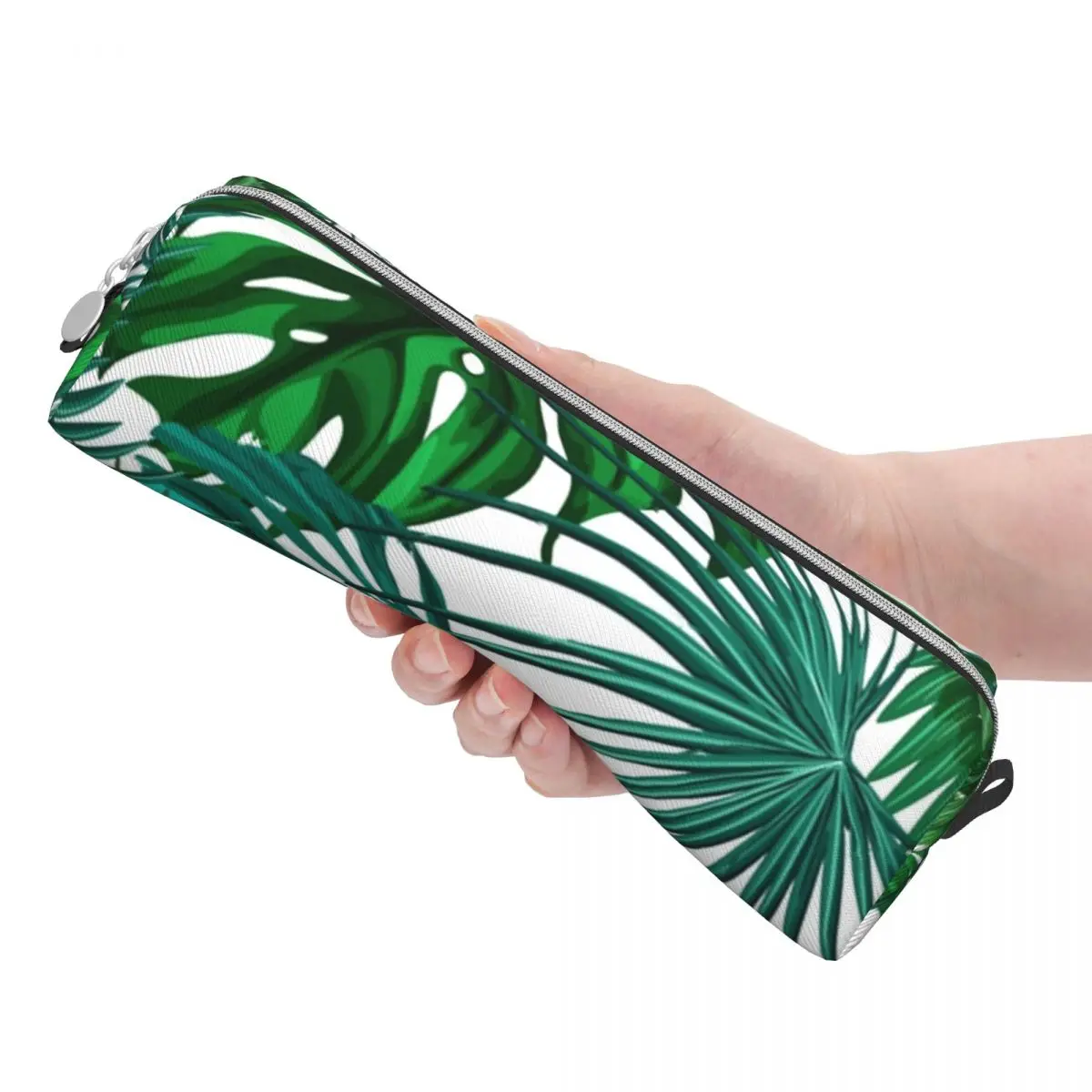 Leaves Monstera Palms Pencil Case Jungle Tropical Green Plant Pen Bags Girls Boys Big Capacity Supplies Zipper Pencilcases