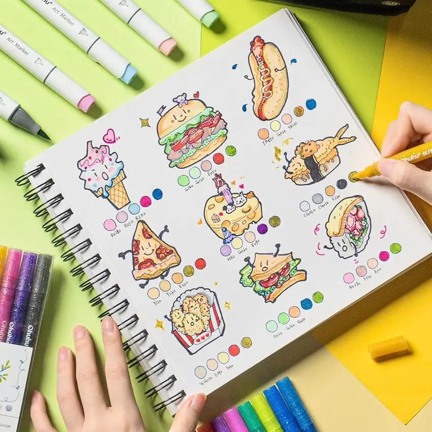 Ohuhu Honolulu B Marker Pen Set Color Markers Alcohol Art Markers Refillable Dual Tips Sketching Drawing Manga School Supplies