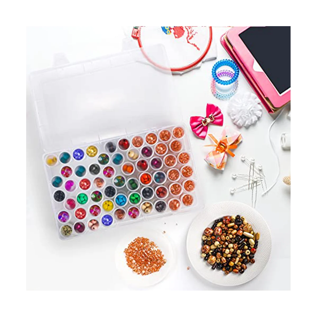 2 Pack Diamond Painting Boxes, 120 Grids Plastic Beads Storage Container, 5D Embroidery Accessories Storage Organizer