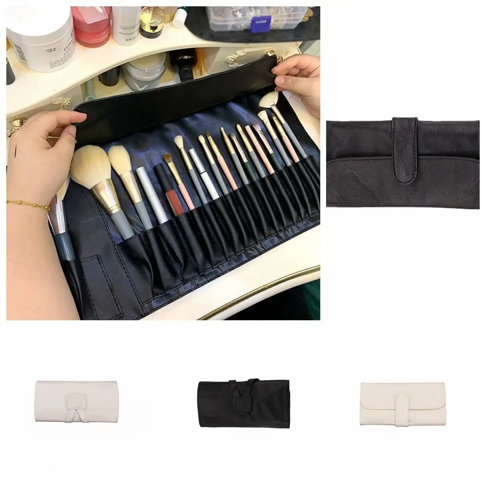 Pu Leather Makeup Brush Bag 12/18Hole Brush Organizer Cosmetic Storage Bag Eyebrow Pencil Box Beauty Tool Makeup Brush Holder