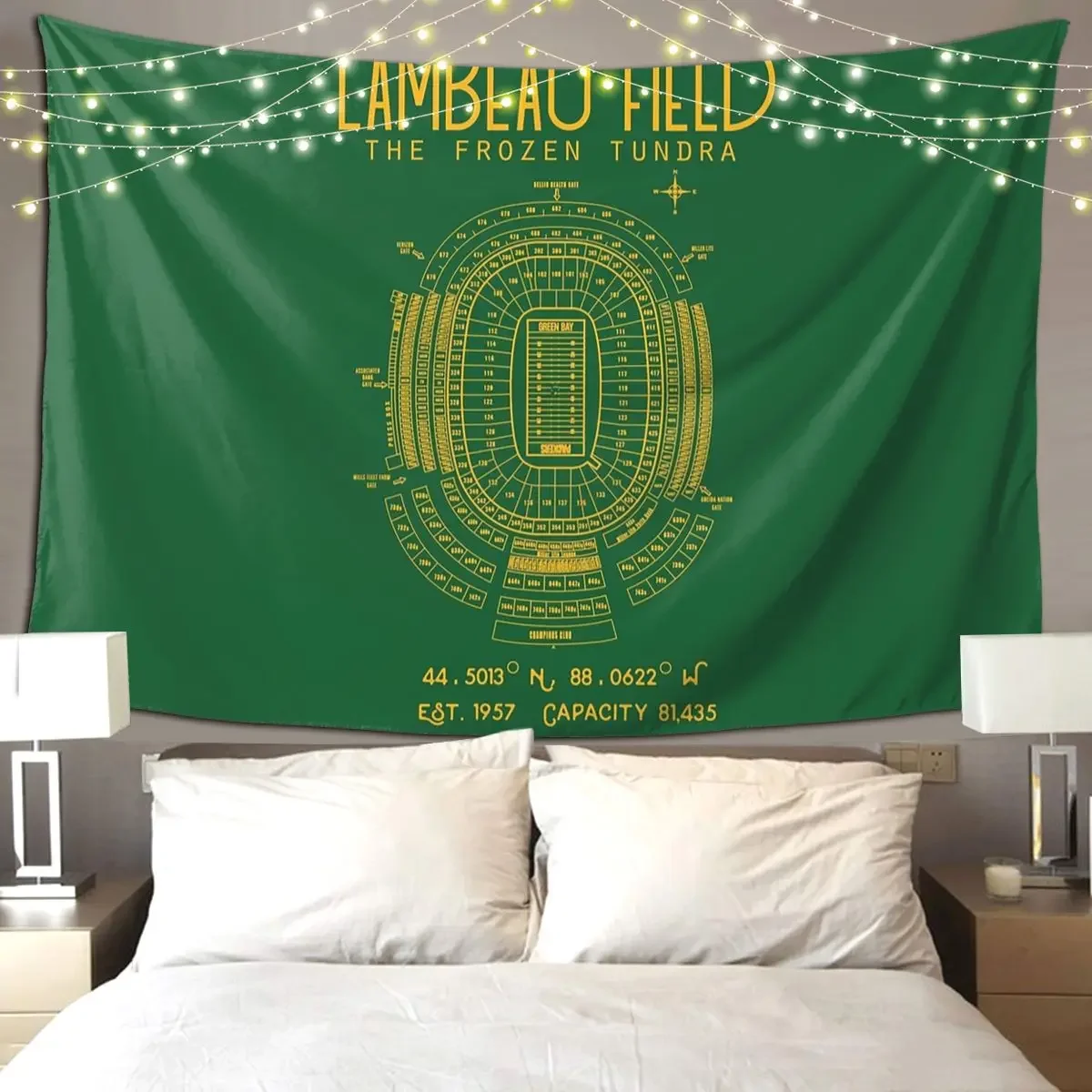 Green Bay Packers Lambeau Field Stadium Tapestry Art Wall Hanging Aesthetic Home Tapestries for Living Room Bedroom Dorm Room