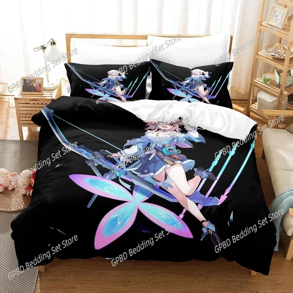 Anime Honkai Star Rail 3D Bedding Set Duvet Cover Pillowcases Single Twin Full Queen King Size Home Decor Quilt Boys Gift