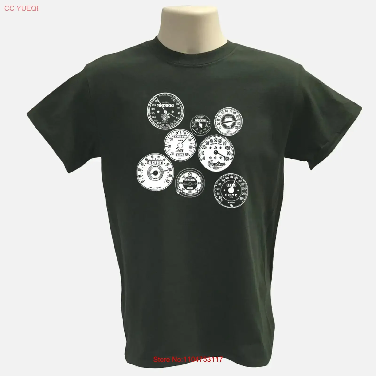 Speedometer graphic T shirt motorcycle cafe racer biker tee vintage Washed designer clothes fashion Unisex Versatile Slightly