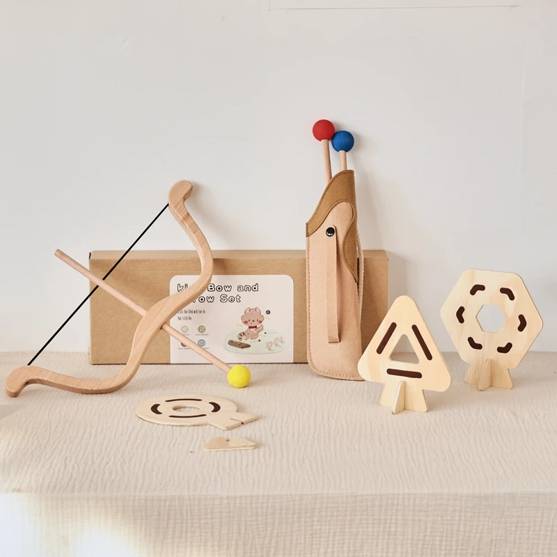 Baby Buitensport Speelgoed met 3 Zuignap Pijlen 3 Doelen Kinderen Pijl en Boog Set Houten Boogschieten Speelgoed Baby Vinger Fijne Beweging