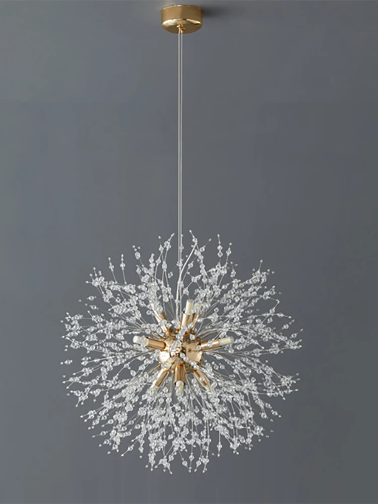 Modern Nordic Light Luxury Dandelion Crystal Bead Pendant Light Fireball Ball Living Room Dining Room Bedroom Lighting Fixtures