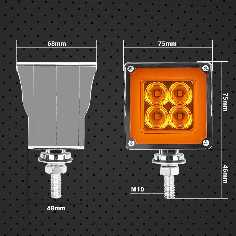 3 inch 38LED Square Dual Face Side Marker Light Amber Red Turn Signal Lamp Brake Warning Reverse Lamp for Truck Trailer RV Lorry