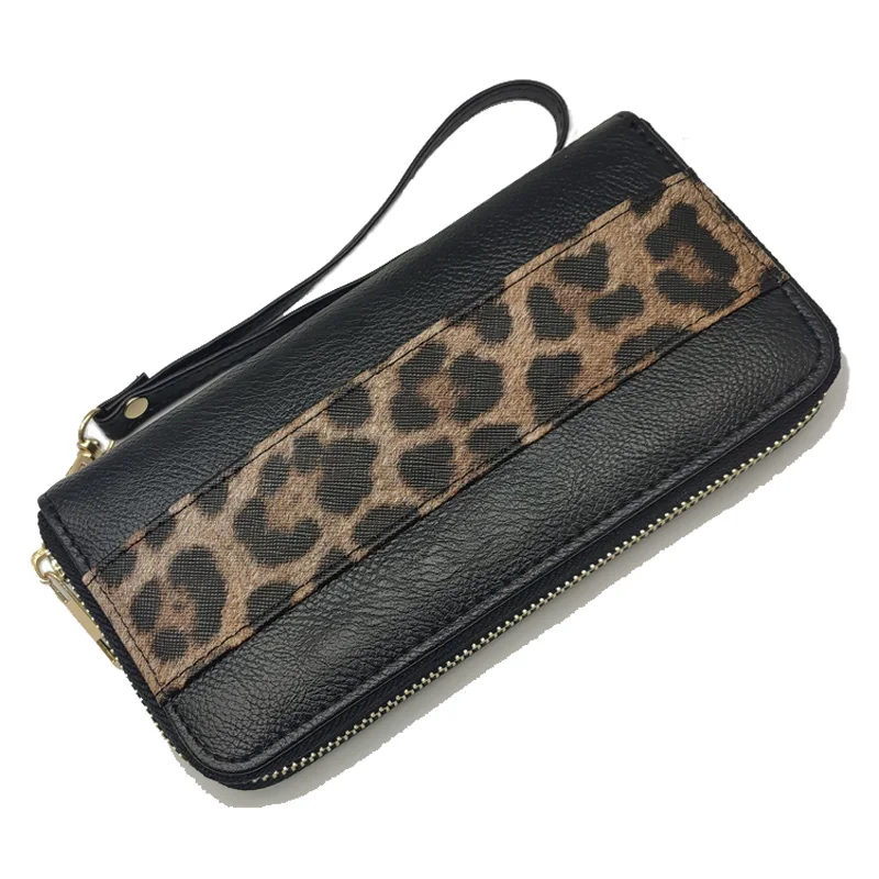 Portafoglio lungo da donna nuovo personalità della moda leopardato con cerniera borsa multi-card frizione polsino portafoglio borsa pratica