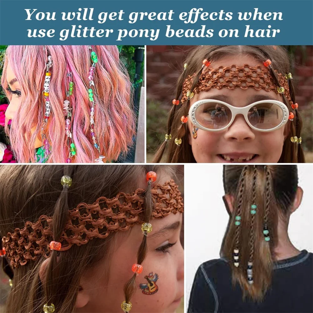 Summer Colorful Pony Beads HandCrafts Big Hole Beads For Kids DIY Bracelet Necklace Making Fashion Hair Beads Accessories - view 4