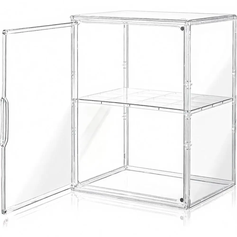 

Clear Acrylic Display Case with 3 Adjustable Shelves and Magnetic Closure for Collectibles, Figures, Books