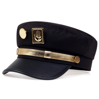 Anime JoJos Bizarre Adventure Hat Adult Unisex Cosplay Cap Badge Brooch Pin Prop brim gold palm navy hats Costume Accessories